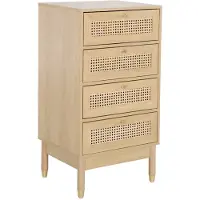 Sweeek - Ladekast houteffect en rotan 4 lades 50cm - judith
