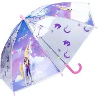 Unicorn Academy Rainy Days Paraplu - Paars / Transparant - 60 x 71 x 71 cm - Kinderparaplu - Sophia & Wildstar