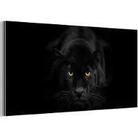 MuchoWow Aluminium schilderij 160x80 cm - Wanddecoratie metaal - Panter - Dieren - Zwart - Ogen - Metalen muurdecoratie woonkamer - Decoratie industrieel - Foto op dibond - Industriële accessoires slaapkamer