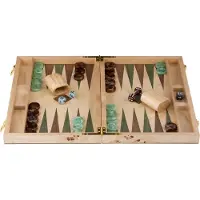 Longfield Backgammon 15" groen & bruin trangle -