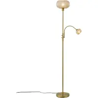 QAZQA Design vloerlamp messing met amberkleurig glas 2-lichts - Brianna