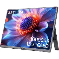 Arzopa A3C Pro - Portable Full HD OLED Monitor - Space Grey - Incl Sleeve - Hoge kleurechtheid - 1ms - 390 gram - 400 nits - 13 inch