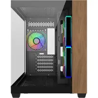 Cooler Master Gaming-pc-behuizing Elite 481 Wood Mid-tower Zwart met zijpaneel van gehard glas