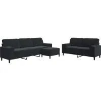 vidaXL 3-delige Loungeset met kussens en bolsters fluweel zwart