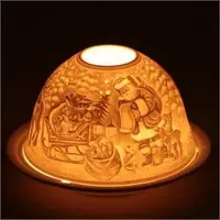 Yogi & Yogini Sfeerlicht Porselein Kerstman met arrenslee - 13x13 cm - 300 g - M