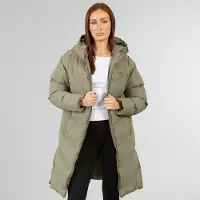 Closure London Dames Langvallende Puffer Jas Met Split Zoom Olive