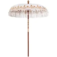 vidaXL Balinese Parasol 190 x 190 x 260 cm Katoen Rond Crèmekleurig