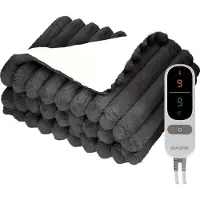 Auronic Elektrische Deken - 160 x 120cm - Warmtedeken - 1 Persoons - 3 Warmtestanden - Pluche - Verwarmingsdeken - Antraciet