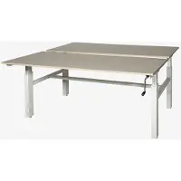 Schaffenburg Romeo Duo werkplek, zit/zit hoogte verstelbaar dmv slinger (62-85cm) voorzien van 180x80/80cm wit 25mm melamine bladen en zwart H-poot frame