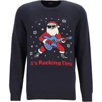 MARVELIS modern fit Kersttrui katoen - O-hals - marine blauw