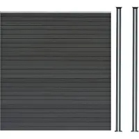 MonsterShop Composiet schutting paneel & 2 x aluminium palen 1.8m lamel grijs kunststof tuinscherm