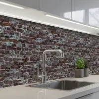 KitchenYeah Keuken achterwand 250x60 cm - Spatscherm zelfklevend Rode - Bakstenen - Muur - Muurbeschermer - Spatwand fornuis