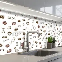 KitchenYeah Keuken achterwand 200x60 cm - Spatscherm zelfklevend Snoep - Vintage - Chocolade - Design - Muurbeschermer - Spatwand fornuis