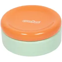 COOCKOO Funky Feeding Voerbak Kat - Keramische Kom met Schotel - 280ml en 50ml - 13,5cm - Groen/Oranje