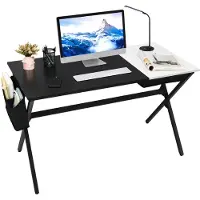 Costway Bureau, houtmateriaal, zwart + wit, 120 cm x 60 cm x 73,5 cm