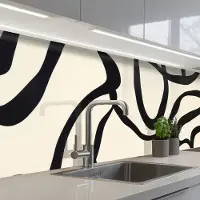 KitchenYeah Keuken achterwand 250x80 cm - Spatscherm zelfklevend Abstract - Lijnen - Modern - Beige - Muurbeschermer - Spatwand fornuis