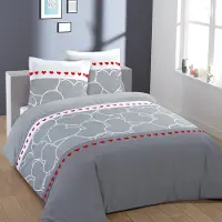 Vision Home VISION Lovely Dekbedovertrekset - 100% katoen: zacht en soepel - Lits-jumeaux - Dekbedovertrek 240 x 220 cm met 2 bijhorende slopen - Grijs - Oekotex gecertificeerd
