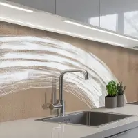 KitchenYeah Keuken achterwand 250x80 cm - Spatscherm zelfklevend Verf - Bruin - Japandi - Muurbeschermer - Spatwand fornuis