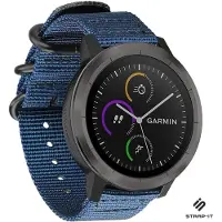 Strap-it Nylon gesp smartwatch bandje - geschikt voor Garmin Vivoactive 3 / Vivoactive 5 / Venu / Venu SQ / Vivomove HR / Forerunner 245 / 570 - 42mm / 645 - blauw