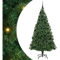 vidaXL Kunstkerstboom Groen 210 cm PVC en Staal en Kunststof