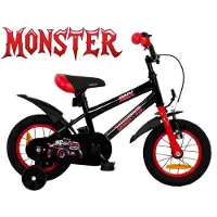 2Cycle Monster kinderfiets 12 inch (2 tot 4 jaar) voor jongens zwart