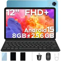 Doogee T36 Tablet met toetsenbord 12"+ 90Hz Android 15 32 ​​GB RAM + 256 GB ROM 8800 mAh batterij Twee simkaart BT 5.0 FaceID,Blauw
