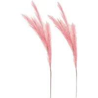 Inge-glas Kunstgras/rietgras/stengels/losse steel - 2x - pluimen pampasgras - roze - 80 cm