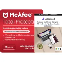 McAfee Total Protection - 1 Jaar - 5 PC + Jottacloud onbeperkte cloudback-ups