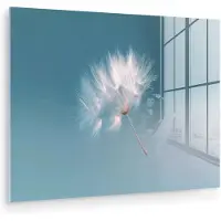 MuchoWow Glasschilderij 40x30 cm - Schilderij acrylglas - Paardenbloempluisje - Blauw - Lucht - Foto op glas - Muurdecoratie woonkamer - Wanddecoratie slaapkamer - Schilderijen