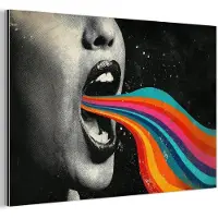 MuchoWow Aluminium schilderij 150x100 cm - Wanddecoratie metaal - Mond - Golven - Regenboog - Metalen muurdecoratie woonkamer - Decoratie industrieel - Foto op dibond - Industriële accessoires slaapkamer