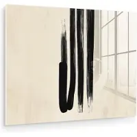 MuchoWow Glasschilderij 160x120 cm - Schilderij acrylglas - Penseelstreken - Verticaal - Zwart - Foto op glas - Muurdecoratie woonkamer - Wanddecoratie slaapkamer - Schilderijen