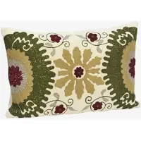 Madam Stoltz - Handgeborduurde Suzani Fluwelen Kussenhoes - 40x60 cm - Roomwit