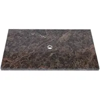 Saniclass Noche Topblad - 80x46cm - zonder kraangaten - 1 sifon-uitsparing - gemeleerd natuursteen - Dark Emperador