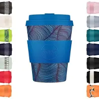 Ecoffee Cup Herbruikbare Eco-vriendelijke 100% Plantaardige Koffie Cup 350ml - Siliconen Deksel & Mouw - Melamine Gratis - Vaatwasser/Magnetron Safe - Dotonbori Travel Mok