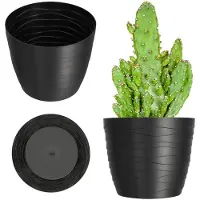 Kadax Bloempot van kunststof, diameter 11-19 cm, 7 kleuren, eenvoudige bloempot, moderne bloempot, robuuste bescherming, ronde pot (diameter 15 cm, zwart)