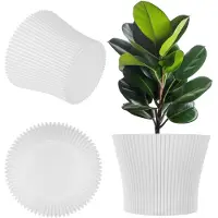 Kadax Kleine bloempot van kunststof, plantenpot voor vetplanten en kruiden, moderne bloempot voor binnen en buiten (wit, 13,5 cm)
