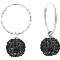 Diadema Créoles bol wit kristal zwart 10 mm zilver 925 - puur kristal
