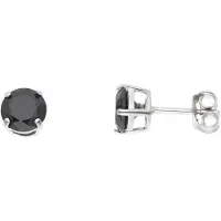 Diadema Ronde en zwarte zirkoniumoxide oor nagels diameter 6 mm zilver 925 - alle zwart 6