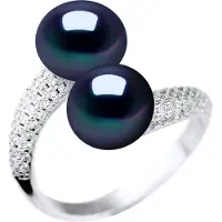 Diadema Ring YOU AND ME 2 zoetwaterparels 9-10 mm Black Jewelry 925