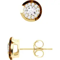 Diadema Solitaire oorbellen bezet met diamanten 0,50 Cts illusie Geel Goud 18 Karaat