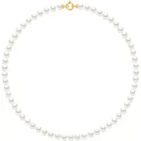 Diadema Rank ketting PRINCESS zoetwaterparels 6-7 mm Rond Wit Geel gouden gesp Luxury