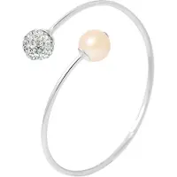 Diadema Armband u en mij roze cultuur parel en kristal preciosa wit semi rigide zilver 925
