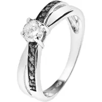 Diadema Solitaire 4,5 mm zwart en wit zirkoniumoxiden 925 - zwart-wit