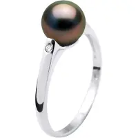 Diadema Tahitian Pearl Ring Ronde 8-9 mm en 0020 Cts Diamond White Gold 18 Karaat