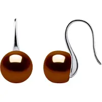 Diadema Oorbellen Hooks zoetwaterparels 9-10 mm Knopen van de Chocolade 925