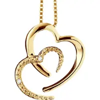 Diadema 2 harten ketting Diamonds 0.010 Cts Yellow Gold