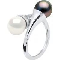Diadema Ring YOU AND ME Tahitian Parels en Zoetwater 8-9mm White Gold