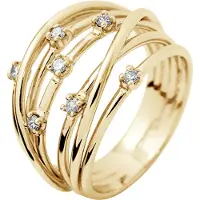 Diadema Ring Satelis Diamonds 0.140 Cts Yellow Gold