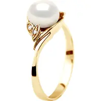 Diadema Zoetwater Parel Ring 7-8 mm en 0020 Cts Diamond Jewellery Yellow Gold