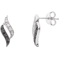 Diadema Sieraden oorbellen wit en zwart zirkoniumoxiden zilver 925 - passie